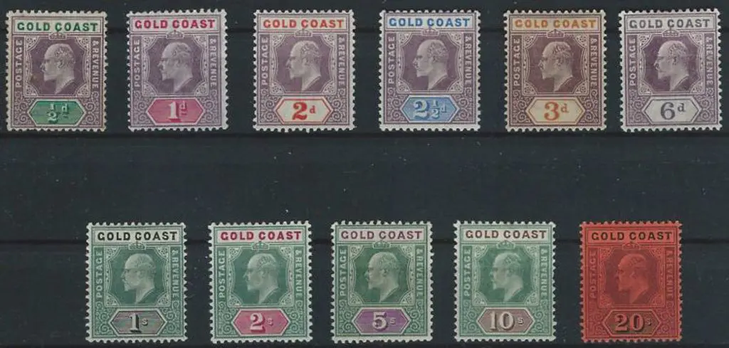 Gold Coast 1902 ½d to 20/- set of 11 KEVII. MLH ... Image 1++
