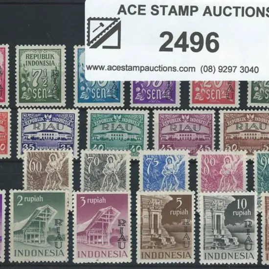 Indonesia-Riau-Lingga 1954 5s to 25s "Floral ...
