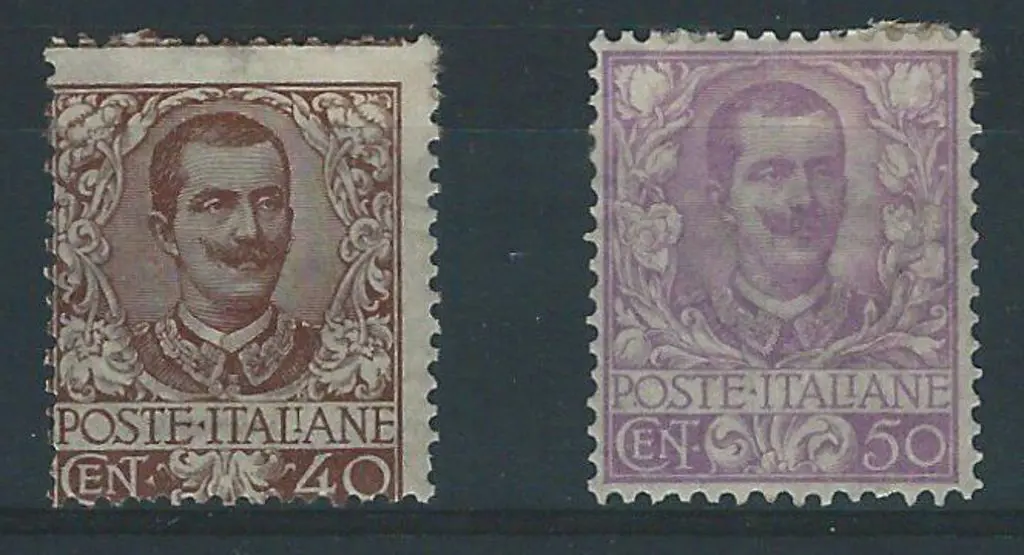 Italy 1901 40¢ brown (poorly centred) & 50¢ mauve, ... Image 1++