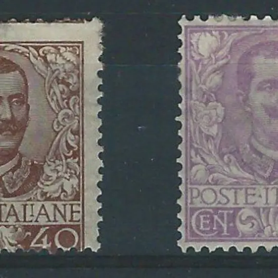 Italy 1901 40¢ brown (poorly centred) & 50¢ mauve, ...