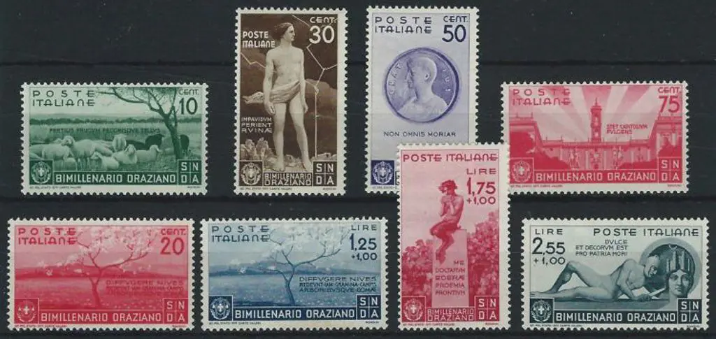 Italy 1936 Bimillenary of Horace postage set of 8. ... Image 1++