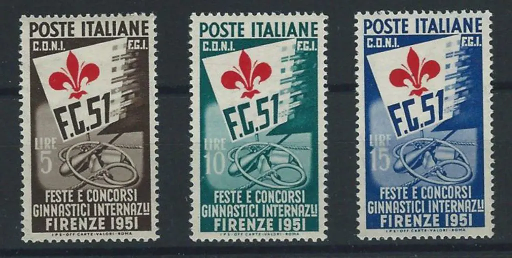 Italy 1951 Gymnastic Festival set of 3 MUH. SG ... Image 1++