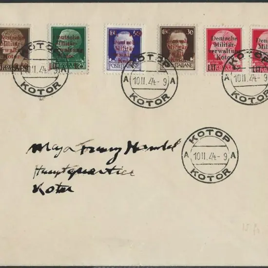 Kotor-German Occupation 1944 (10th Nov) cover ...