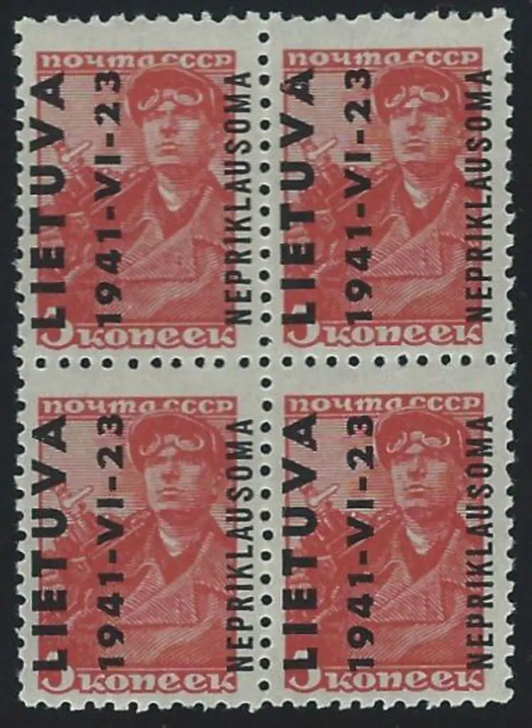 Lithuania-German Occupation 1941 5k brown red ... Image 1++