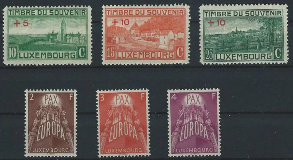 Luxembourg 1957 Europa set of 3 & 1921 War ... Image 1++