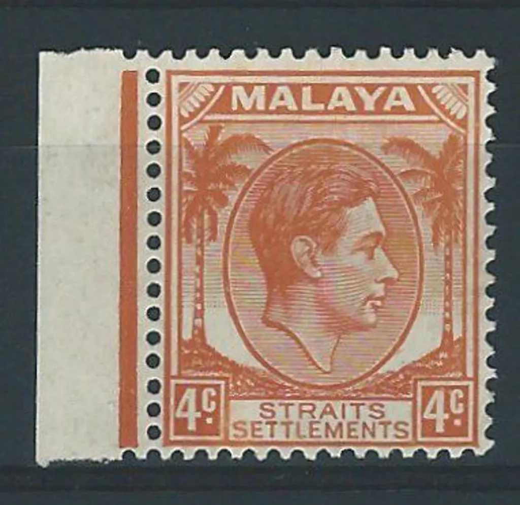 Malaya (Straits Settlements) 1938 4¢ orange KGVI ... Image 1++