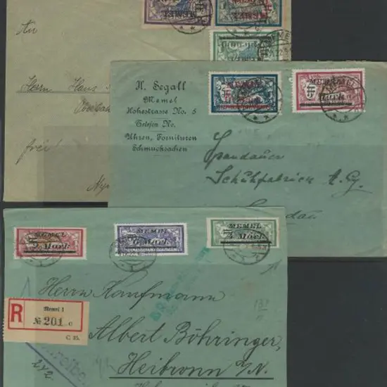 Memel 1922 covers with ovptd Mouchans with a total ...