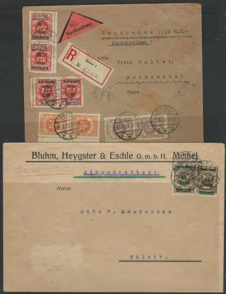 Memel-Lithuanian Occupation 1923 Registered covers ... Image 1++