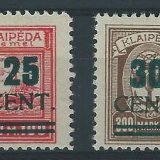 Memel-Lithuanian Occupation 1923 (Dec) 15c, 30c & ...