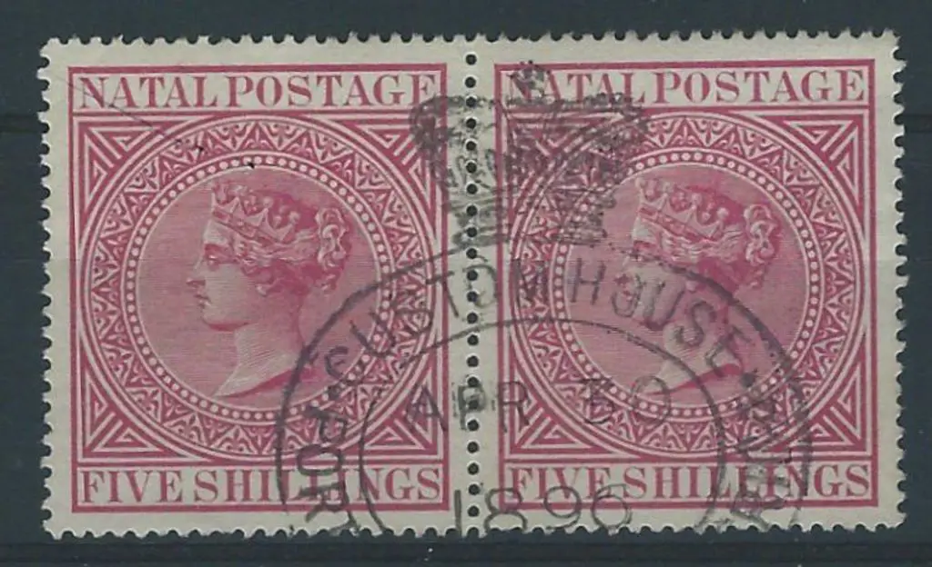 Natal 1896 "Custom House" crowned oval cancel on ... Image 1++