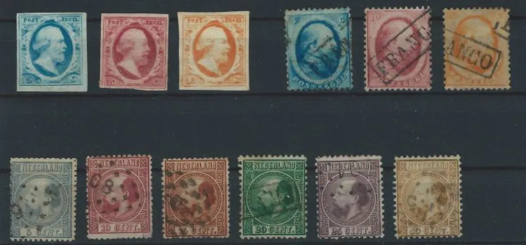 Netherlands 1852 set of 3 mint, the 10¢ with gum ... Image 1++