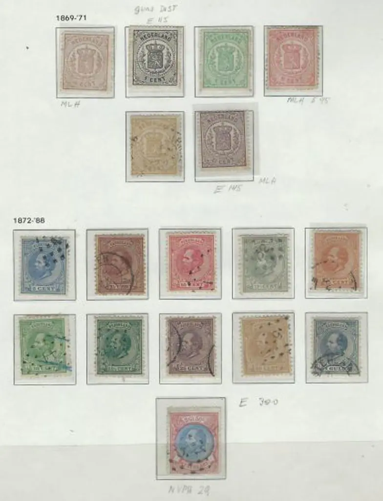 Netherlands 1869/71 set of 6 with the 2¢ used & 1¢ ... Image 1++