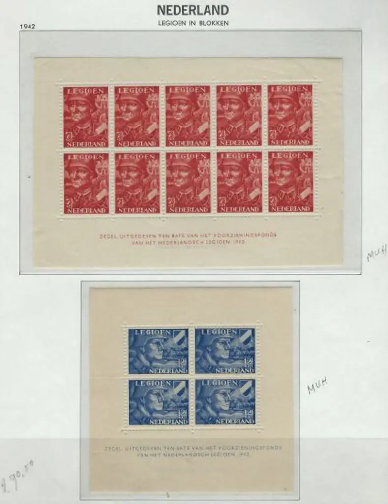 Netherlands 1942 Legion M/S's pair. Fresh MUH & ... Image 1++
