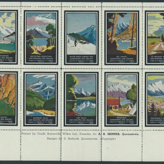 New Zealand 1937 Queenstown sheetlet of 10 ...