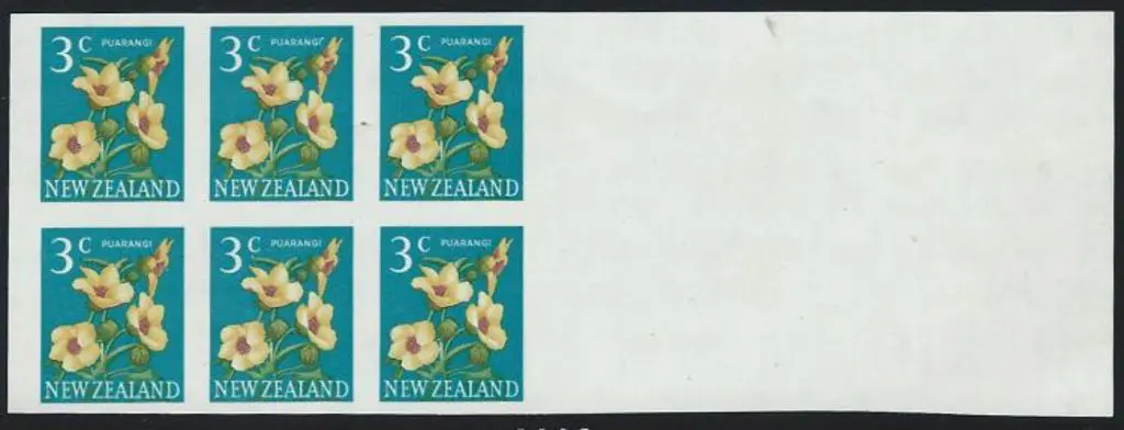 New Zealand 1967 3₵ Puarangi (flower) imperforate ... Image 1++