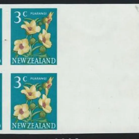 New Zealand 1967 3₵ Puarangi (flower) imperforate ...