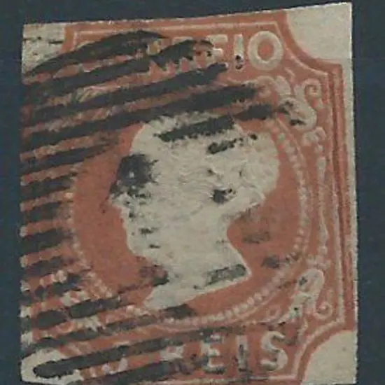 Portugal 1853 5r red brown Queen Maria with worn ...