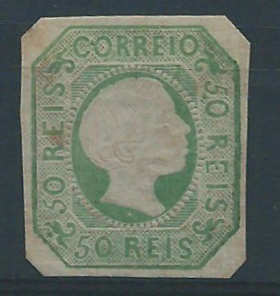 Portugal 1855/56 50r yellow green King Pedro. ... Image 1++