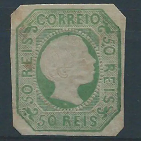 Portugal 1855/56 50r yellow green King Pedro. ...