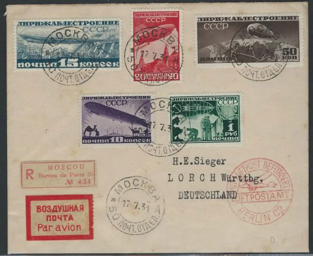 Russia 1931 (17th July) Regd Moscow Airmail cover ... Image 1++
