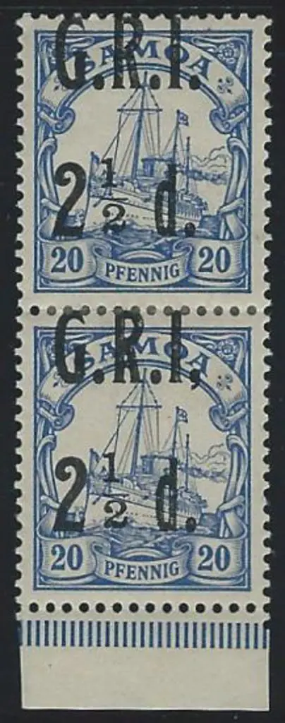 Samoa 1914 "GRI 2½d" surcharge on 20pf Yacht ... Image 1++