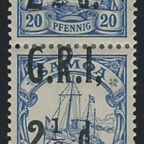 Samoa 1914 "GRI 2½d" surcharge on 20pf Yacht ...