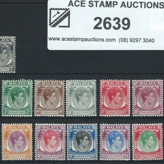 Singapore 1948 KGVI set of 15 to $5, perf. 14. ...