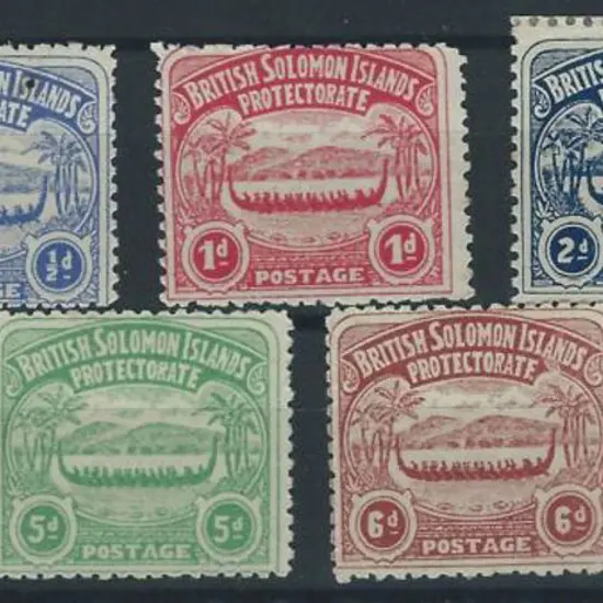 Solomon Islands 1907 "Large Canoes" set of 7 to ...
