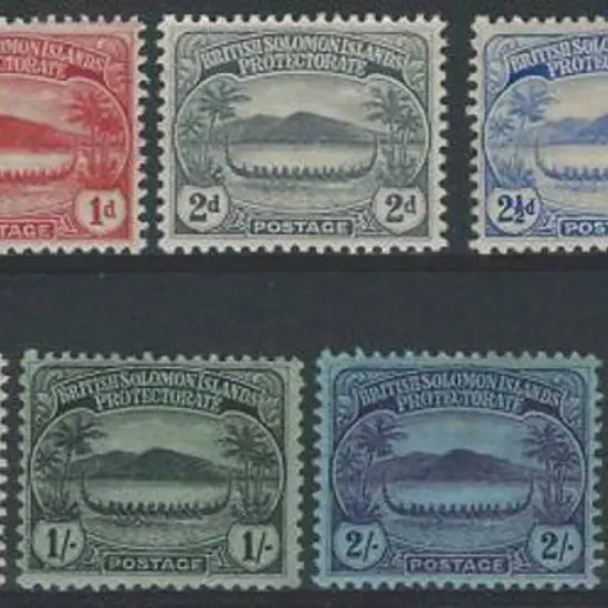 Solomon Islands 1908 "Small Canoes" set of 11. MLH ...