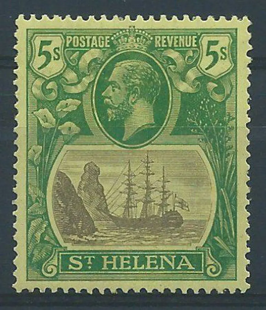Suriname 1927 5/- grey & green on yellow. Fresh ... Image 1++