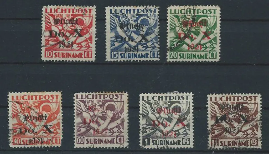Suriname 1931 "Dornier 10" Flight set of 7. Good ... Image 1++