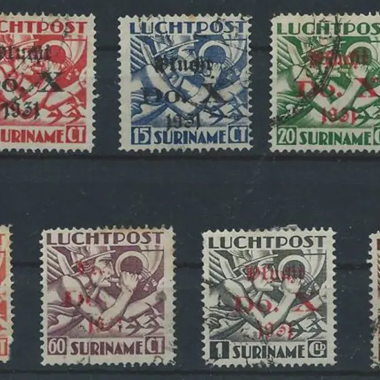 Suriname 1931 "Dornier 10" Flight set of 7. Good ...
