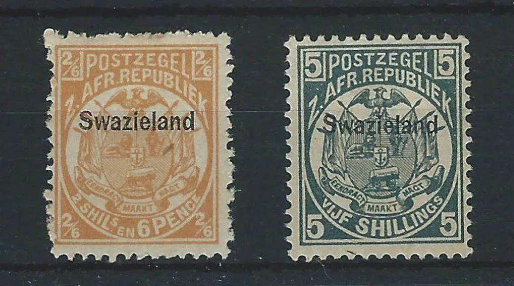 Swaziland 1889 2/6d buff & 5/- slate blue ... Image 1++