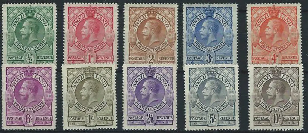 Swaziland 1933 KGV defins to 10/-. Complete MUH & ... Image 1++