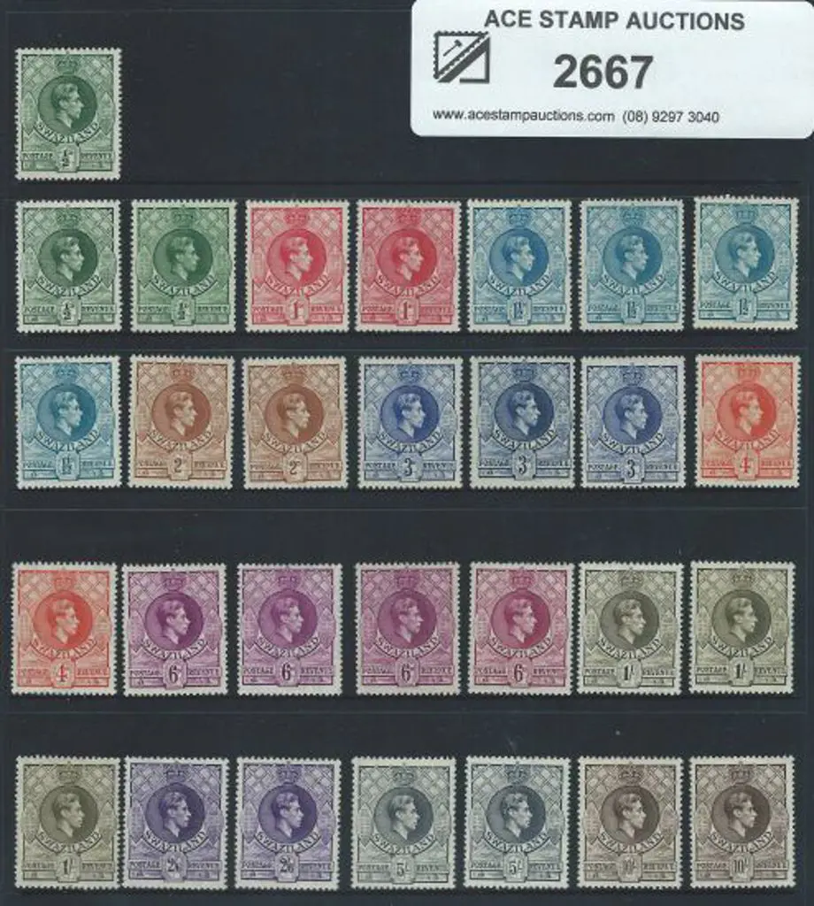 Swaziland 1938/54 KGVI to 10/-MLH incl perfs & ... Image 1++