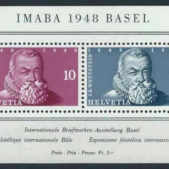 Switzerland 1948 IMABA M/S MUH. SG MS498a Cat. ...