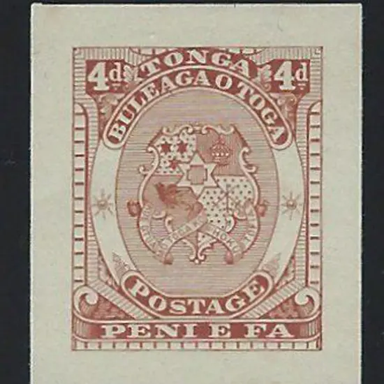 Tonga 1892 4d red brown Arms Die Proof on wove ...