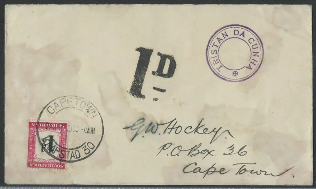 Tristan da Cunha 1933 cover with Type V cachet to ... Image 1++
