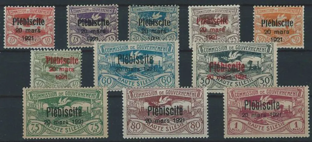 Upper Silesia 1921 "Plebiscite" ovpts complete set ... Image 1++