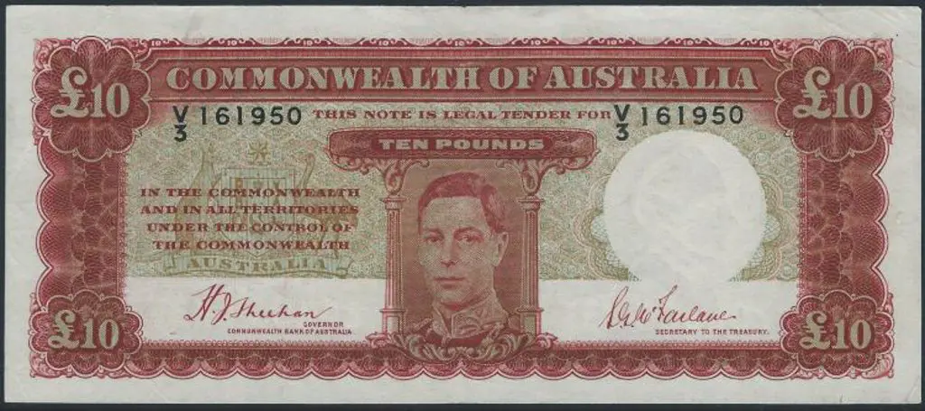 1940 £10 KGVI note Sheehan/McFarlane with V3, the ... Image 1++