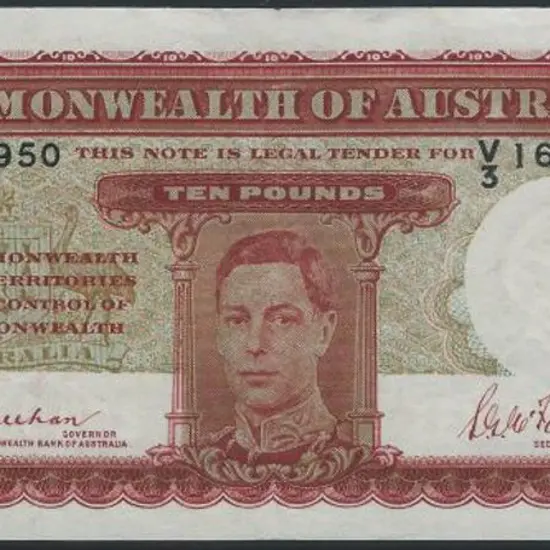 1940 £10 KGVI note Sheehan/McFarlane with V3, the ...