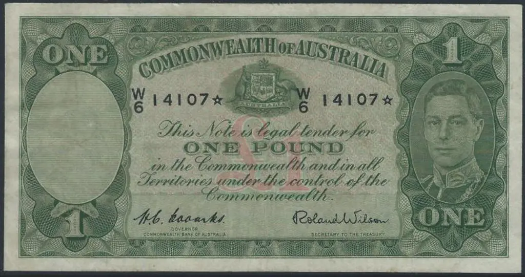 1952 £1 Coombs/Wilson Star Note, W6 14107*. VF Image 1++