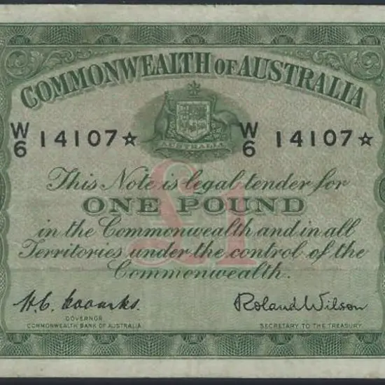 1952 £1 Coombs/Wilson Star Note, W6 14107*. VF