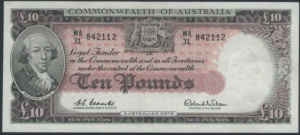 1960 £10 QEII Coomb/Wilson with "Reserve Bank". VF Image 1++