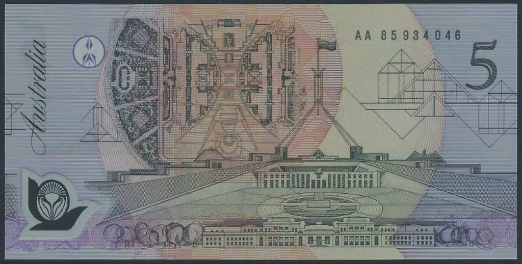 1992 $5 Fraser/Cole Polymer with dark serial ... Image 1++