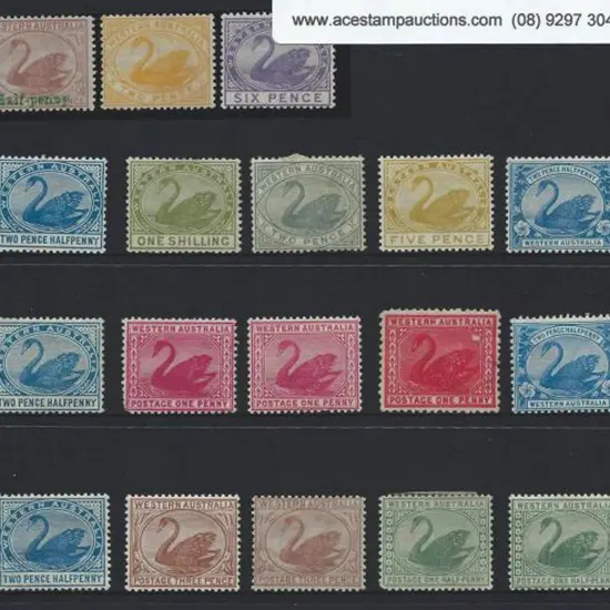 Swans, all surface printed, MLH dupl range to 1/- ...