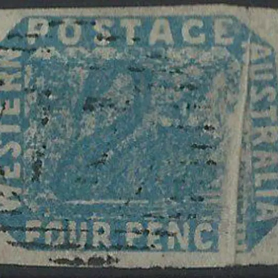 1854 4d pale blue swan with a spectacular paper ...