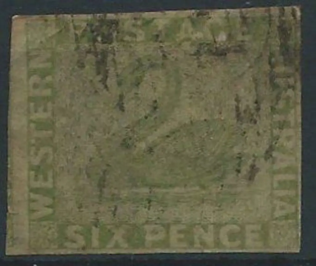 1861 6d sage green swan with 4 margins. Used by ... Image 1++