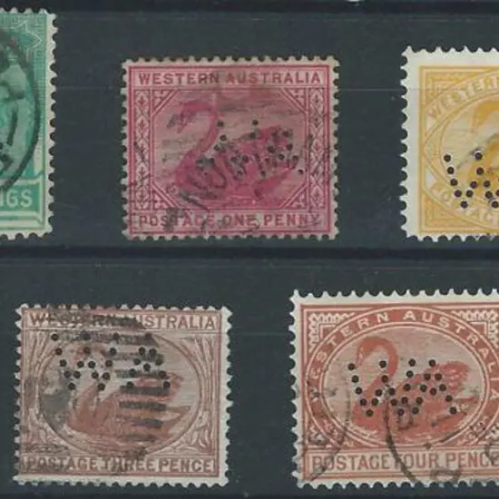 1885/1912 1d, 2d, 2½d, 3d, 4d, 1/- & 5/- swan & QV ...