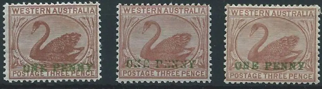 1893 ONE PENNY surcharges in all shades & both ... Image 1++